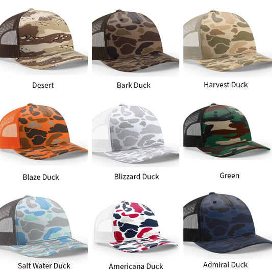 Custom Leather Patch Snapback Hats- Camo